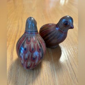 Pair of VTG Clay Painted Birds - Folk Art Mexico